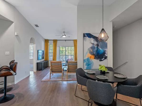 An open dining and living area in a North Path home
